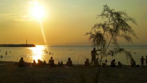 Закат на пляже в Скала Каллирахи, о-в Тасос